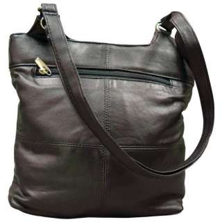 New Womens Embassy Black Solid Lambskin Leather Purse Handbag Shoulder 
