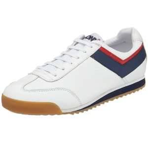 Pony Mens MX 77 Leather Athletic Sneaker, White/Navy/Red, 10 M 