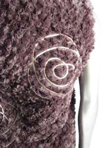  Brown Rose Fur Vest Size 4 Embroidered Detail Slash Pockets  