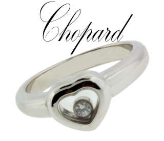 CHOPARD HAPPY DIAMOND RING 18 KARAT WHITE GOLD SIZE 4  