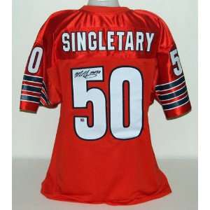  Mike Singletary Autographed Orange Custom Jersey Sports 