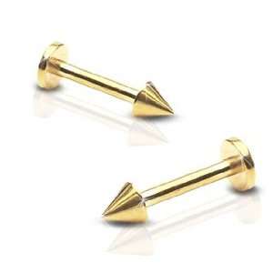 Labret Monroe Pair of spike gold plate 14G 3/8 Shaft Body Accentz®