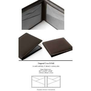   Wallet Dark Brown Leather Exterior Criss Cross Slots 