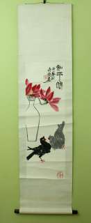 5206JIKU CHINA PRINTED REPRO SCROLL BIRDS  