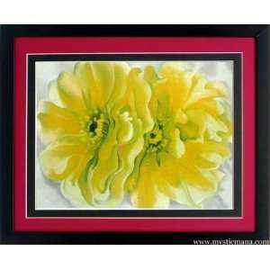  Georgia Okeefe Flowers Print Framed Yellow Cactus Flower 