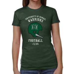 Hawaii Warriors Ladies Club Juniors Tri Blend T Shirt   Green:  