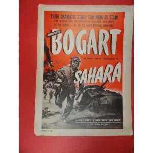  Sahara movie 1943 Print Ad (Humphrey Bogartheart stirring 
