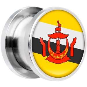  16mm Stainless Steel Brunei Flag Saddle Plug Jewelry