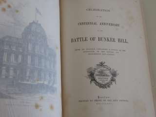 1875 Antique Battle of Bunker Hill Centennial Anniversary Book by 