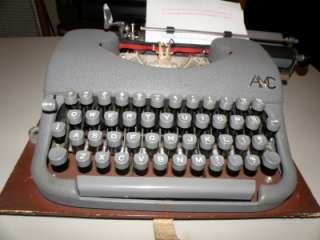 Rare old AMC portable typewriter leather case France  