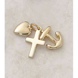 Faith Hope and Charity 22 Kt Gold Over Sterling Charm Medal Catholic 