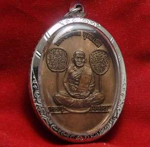 NGERN THAI FAMOUS MONK BUDDHA AMULET COIN THAILAND PENDANT LUCKY RICH 