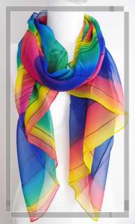 Women Fashion Colorful Stripe Wrap lady Shawl Stole 100%Silk Scarf New 