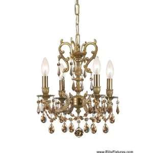  Crystorama 5524 AG GTS Four Light Brass Up Chandelier Aged 