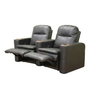    Set of 2 Home Theater Seats   Phoenix Black Leather
