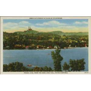  Reprint Hubertus WI   Friess Lake, From the East, Holy Hill 