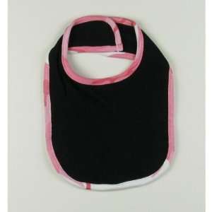  Infant Baby Velcro Bib   Black w/ Pink Camo Trim Case Pack 