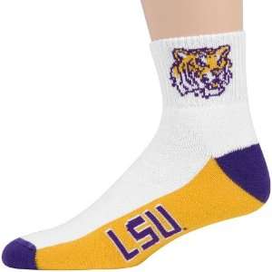   LSU Tigers Tri Color Team Logo Quarter Length Socks
