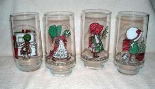 SET OF 4 COCA COLA HOLLY HOBBIE GLASSES COKE CHRISTMAS  