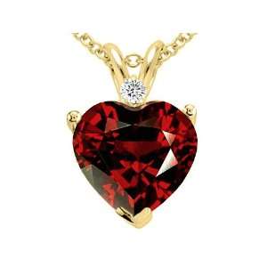 02 cttw Tommaso Design(tm) Genuine Garnet and Diamond Heart Pendant 