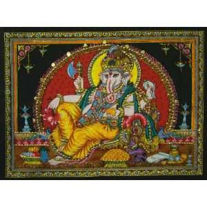  Cotton Canvas LORD GANESH Yoga 22 X 30 Tapestry 