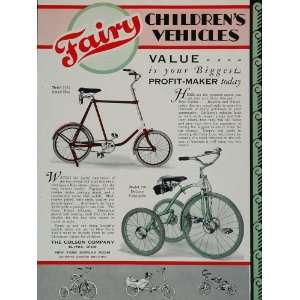 1931 Colson Fairy Bicycle Velocipede Scooter Ad RARE   Original Print 