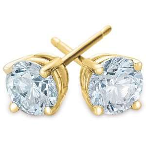 14K Yellow Gold Genuine Conflict Free Round Diamond Stud Earrings .75 