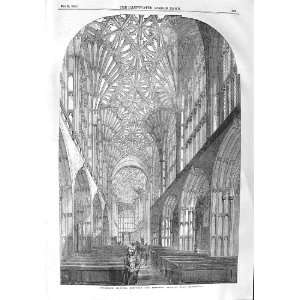  1858 INTERIOR SHERBOURNE MINSTER CATHEDRAL ARCHITECTURE 