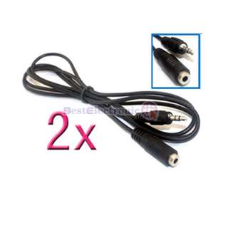 2x 5FT 3.5MM AUDIO STEREO HEADPHONE M/F EXTENSION CABLE  
