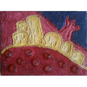  original signed contemporary textured red blue yellow 