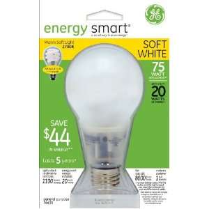 GE 74438 20 Watt Energy Smart Covered Glass CFL Light Bulbs, 75 Watt 