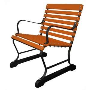   Arm Chair in Black Strap Steel Frame / Tangerine: Patio, Lawn & Garden