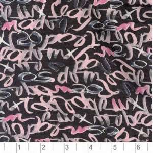54 Wide Cotton/Rayon Spandex Jersey Knit Scribbles Black/Pink Fabric 