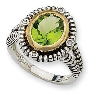  Sterling Silver and 14k 2.82ct Peridot Ring Jewelry