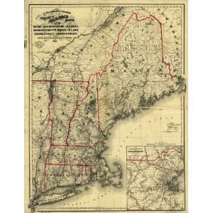  1860 Map Railroads, New England