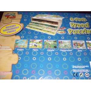    Puzzles For Fun 6 Pack With Wood Storage Cabinet: Toys & Games
