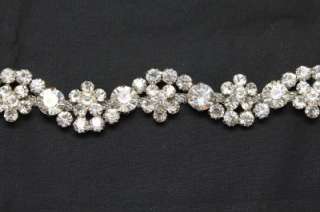 bridal costume applique rhinestone crystal silver chain headdress 