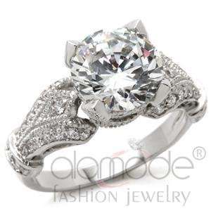  Diamond CZ Fashion Ring ~ Size 5 ~ Rhodium ~ Diamond 