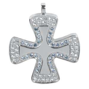 Stone Crusted Cross Pendant   Collectible Medallion Necklace Accessory