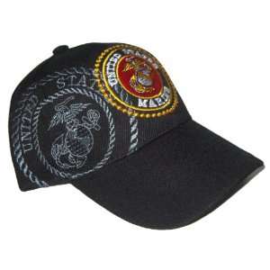   Marines Marine Corps Seal Black Adjustable Hat: Sports & Outdoors
