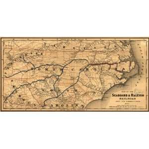    1874 railway Map of Seaboard & Raleigh Railroad