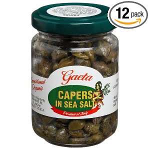 Gaeta Capers in Sea Salt, 3.5 Ounce Jars (Pack of 12)  