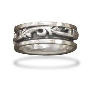   Sterling Silver Spin Ring With Scroll Design   RingSize 11: Jewelry