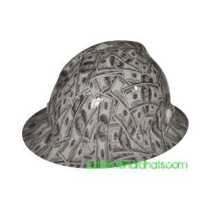  MSA V gard Full Brim $100 Bills Money Pattern Hard Hat W 