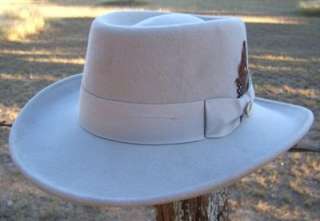   ADAMS Wool CRUSHABLE Satin Lined GAMBLER Western Cowboy Hat Cement NWT