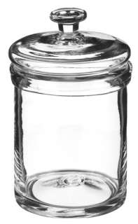 Set 6 6 Clear Glass Lidded Round Apothecary Jar Kitchen Storage 