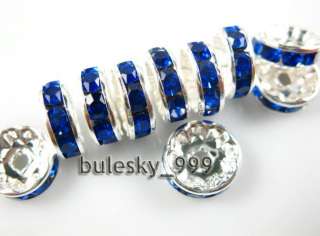 50pcs A+Grade Crystal Rhinestone Rondelle Spacer Bead 10mm Deep Blue 