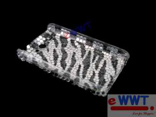 FREE SHIP for HTC Wildfire 1st Gen Bling Hard Case Zebra Black +LCD 