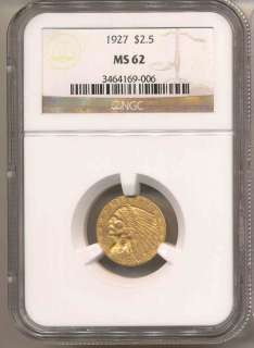   GOLD INDIAN MS62 NGC. Interesting RETAINED CUD Example.  
