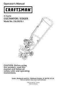 Craftsman Cultivator edger Operation Manual 316.292701  